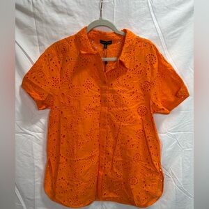 Universal Standard Orange Eyelet Button-Up Shirt XS Oversized NWT
